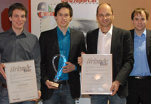 Sonderpreis Barrierefreiheit für Stefan Engl und Florian Hupfauf, solito; Johannes Ungar, innovia; Sebastian Moser, solito (vlnr).