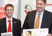 Platz 2 in Salzburg: David Reisenauer, Österreichische Fußball-Bundesliga und Michael Kastelic, Datamatix für 'Bundesliga on ear'.