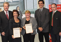 Green Award für Grazer Solardachkataster an Stadtvermessungsamts-Chef Günther Lorber; Anneliese Kapfenberger-Pock, Stadtvermessungsamt; Barbara Horst, Umweltamt; Bernhard Rieder und Erwin Wieser vom Stadtvermessungsamt (vlnr.)