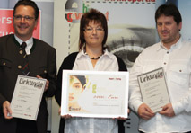 2. Platz für tempore und Marktgemeinde Moosburg:  Norbert Pichler und Sylvia Herrenhof, Gemeinde Moosburg; Peter Lieber, tempore Zeiterfassungssysteme.