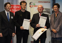 3. Platz für gm1.tv GmbH und Stadt Villach. Martin Szelgrad, Report Verlag; Michael Prodnik, Stadt Villach;Dieter Janz, gm1.tv und Monika Kircher-Kohl, Infineon (vlnr)