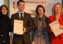 Sonderpreis Chancengleichheit für Gender Roadmap. Im Bild vlnr.: Nina Schmidt und Christian Hauser, Microsoft, sowie Jasmine Böhm und Manuela Vollmann abzaustria.