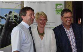 Helga Krismer-Huber, Vizebürgermeisterin Baden, Rob Kool, Expertengruppe ''R&D priority setting and evaluation'' (li.), und Herbert Greisberger, Generalsekretär ÖGUT.
