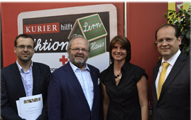 Die Lernhaus-Protagonisten der Bauwirtschaft: Bmstr. Ing. Thomas Prigl (Leiter BauAkademie Wien), Ing. Hans-Werner Frömmel (Bundesinnungsmeister Bau), Bmstr. Ing. Renate Scheidenberger (Planung und Bauaufsicht), Mag. Manfred Katzenschlager (Geschäftsführer Geschäftsstelle Bau).
