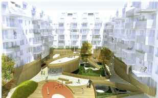 In Favoriten errichtet die WBV-GPA ein Passivhaus mit grüner Insel im Innenhof.