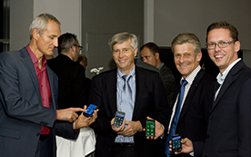 AL Reinhard Haider, Josef Strasser (gemdat), BM Gerhard Obernberger und Daniel Holzer (RiS) stellen die App vor