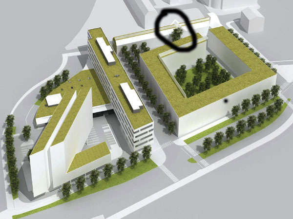 Aufwertung eines ganzen Stadtteils: Das Gesamtprojekt am Areal der ehemaligen Inzersdorfer Nahrungsmittelwerke rund um den historischen Meierhoftrakt (Kreis).