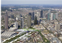 europaviertel mit Tower. Neuer Stadtteil mitten in Frankfurt.