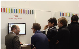 Branchetreffpunkt auf der BAU 2011: Der Messestand der AUER Bausoftware unter dem Dach der Nemetschek Construction Group.