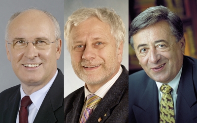 Friedrich Schneider, Professor am Department of Economics an der Johannes-Kepler-Universität Linz, Klaus Hübner, Präsident der Kammer der Wirtschaftstreuhänder und Richard Lugner, Geschäftsführer der Lugner City GmbH (v.l.n.r.). 