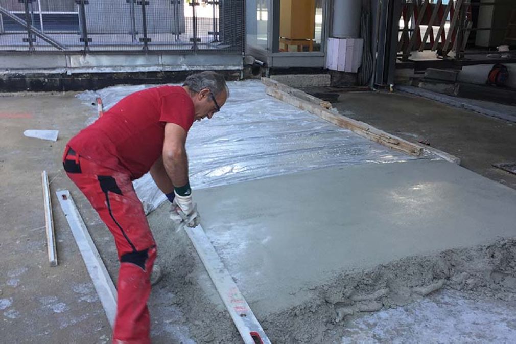 Foto: Der Niveauausgleich erfolgte mit den Produkten SikaScreed®-20 EBB und SikaScreed® HardTop-70. 