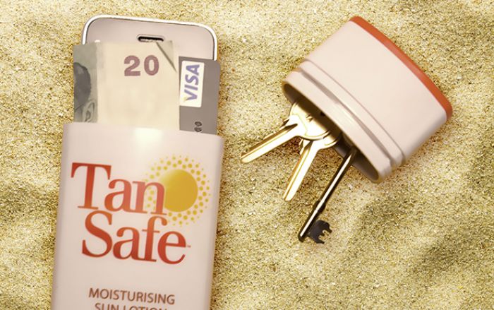 (Foto: Radbag) In dieser Tube befinden sich nicht Creme und Lichtschutzfaktor, sondern Schlüssel, Geld und Handy. 