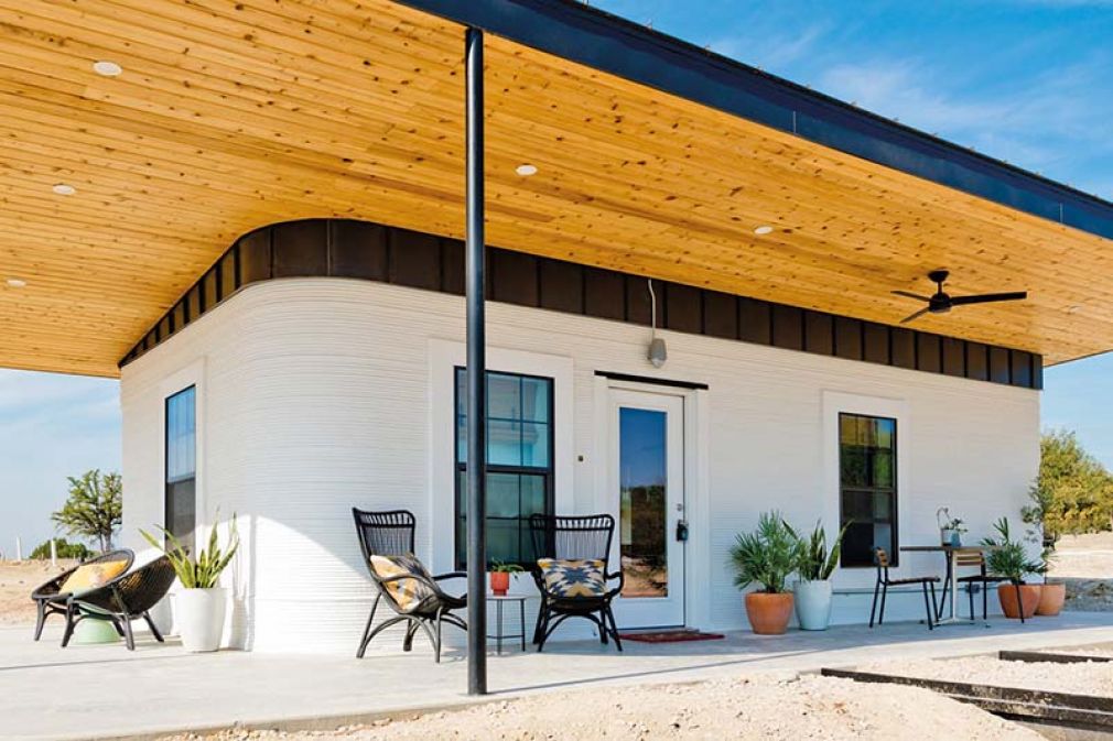 Foto: Das gedruckte »Chicon-Haus« bietet auf 60 m² ein kleines Wohnzimmer, Schlaf- und Badezimmer sowie eine kleine Veranda.  Kostenpunkt: 4.000 Dollar.