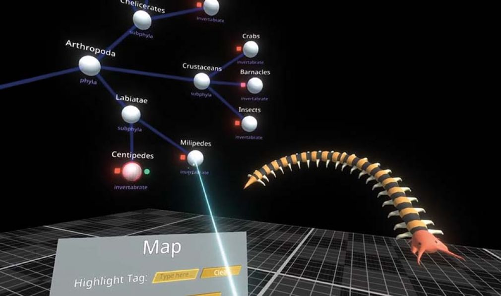 Foto: ViARSys entwickelte eine Mindmap für Workshops und kollaborative Strategiesitzungen. Jeder Knoten der Mindmap ist ein eigener »Raum«, dem Daten hinzugefügt werden können – sei es ein Bild, ein Video, ein 3D-Modell oder Text.