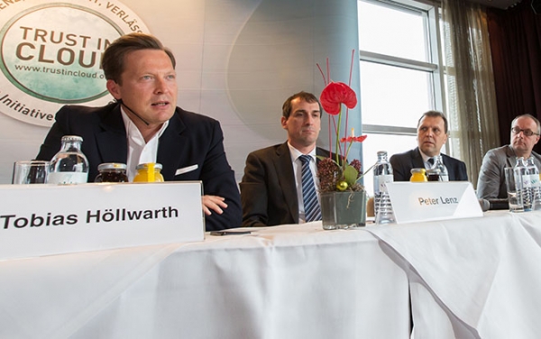 Cloud-Botschafter Tobias Höllwarth eröffnet TiC-Kampagne mit Peter Lenz, Roland Ledinger und Eric-Jan Kaak.