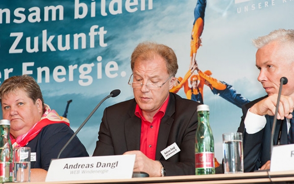 Christine Scharinger, Raiffeisen-Leasing Fuhrparkmanagement, Andreas Dangl, WEB Windenergie AG, und Robert Grüneis, Wien Energie.