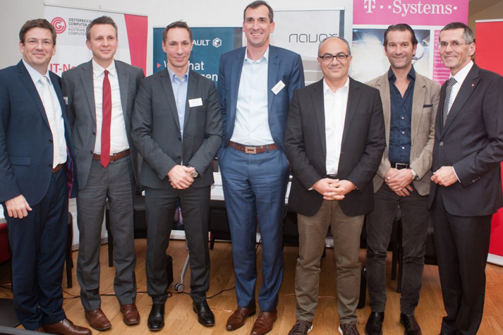Martin Szelgrad (Report), Johannes Dobretsberger (Oracle), Gerhard Raffling (Commvault), Peter Lenz (T-Systems), Schahram Dustdar (TU Wien), Oliver Krizek (Navax), Wilfried Seyruck (OCG)