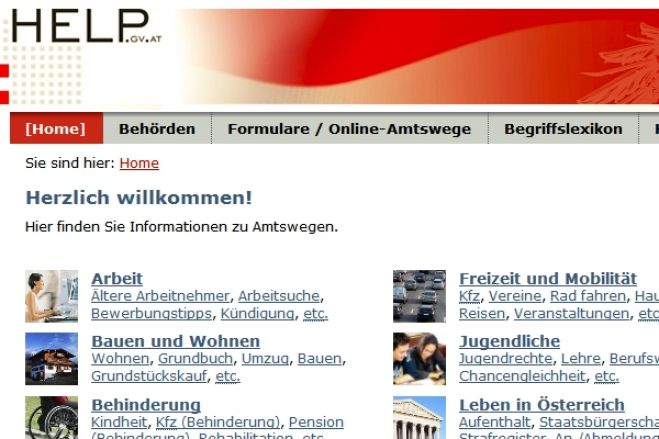 Umfangreichster E-Government-Auftritt Österreichs unter help.gv.at.