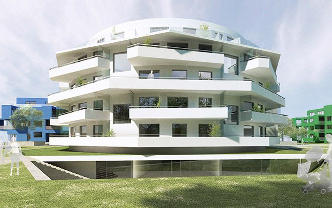 (Foto: BWSG) Wohnen in Grünlage: interessante Architektur und jede Menge Gemeinschaftsräume..