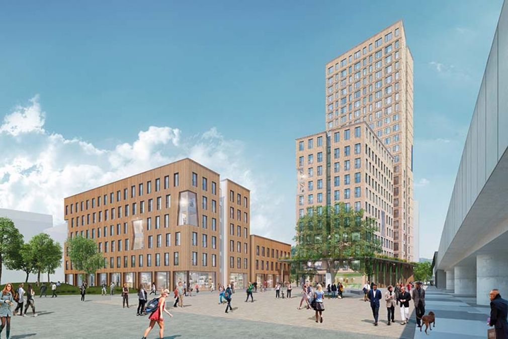 Foto: Das HoHo Wien mit einem Mix aus Büro, Hotel, Wellness und Gastronomie ist ein herausragendes Leuchtturmprojekt für den Baustoff Holz. 