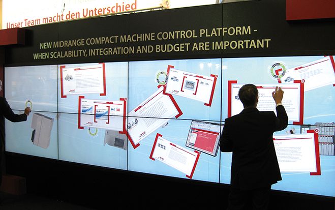 Touchwall in Linz: Rockwell war mit dem Vertriebspartner Routeco auf der "Smart" vertreten.