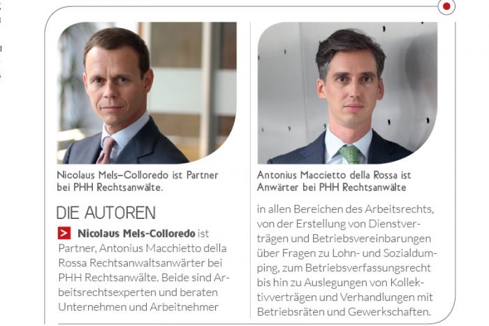 Nicolaus Mels-Colloredo ist Partner, Antonius Macchietto della Rossa Rechtsanwaltsanwärter bei PHH Rechtsanwälte.